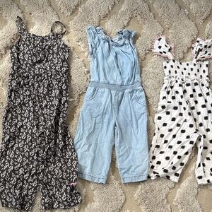 Stylish rompers Jumpsuit Trio - Black, Light Blue, White. Size 6, size 4, size 3